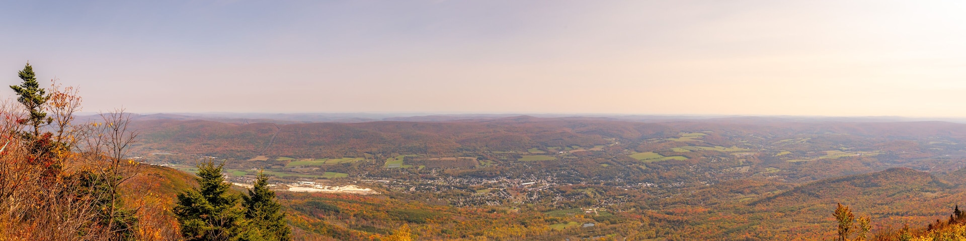 A panorama of western Massachusetts from the top of Mount Greylock