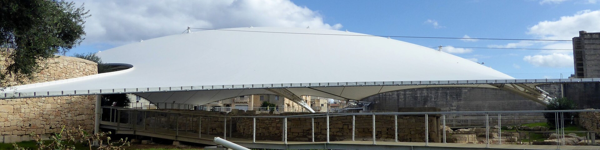 The protective tent covering the Tarxien Temples in Malta.