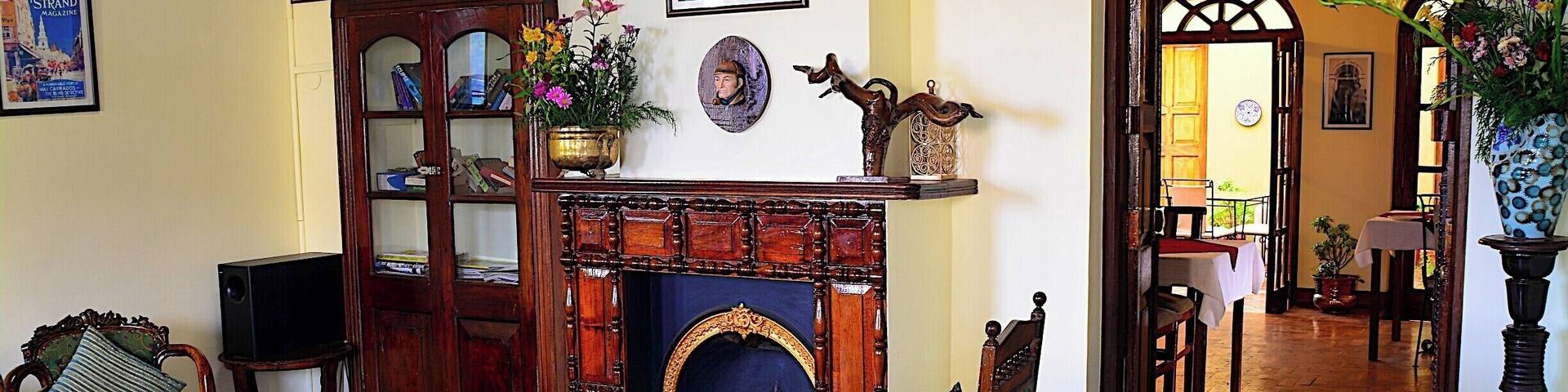 The Sherlock is a lovely property in Ooty with a Sherlock Holmes theme. This is a common area for all guests.