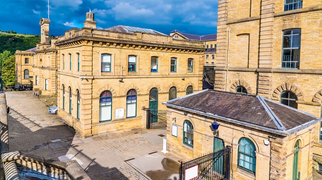 A view over the model village of Saltaire, Yorkshire, UK in summertime
