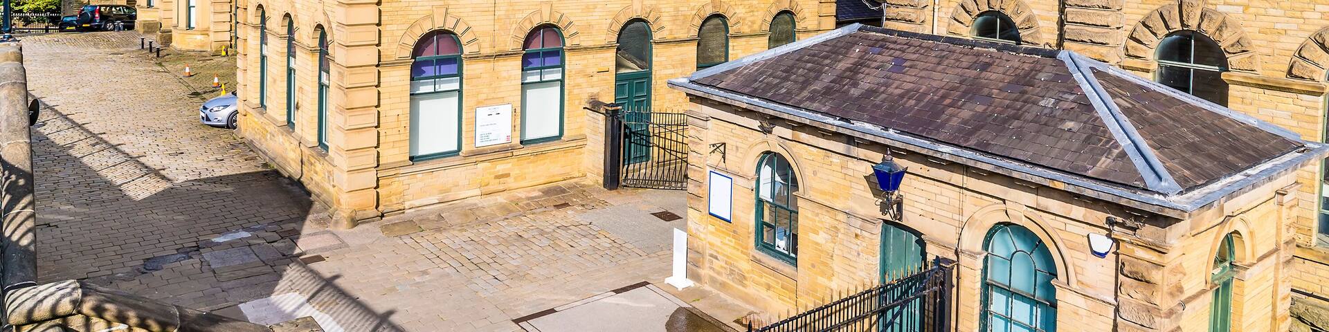 A view over the model village of Saltaire, Yorkshire, UK in summertime