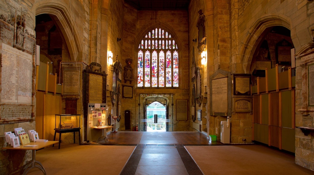 Bradford Cathedral showing interior views, a church or cathedral and heritage elements