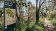 A picnic point sign with a map and walking trail information.