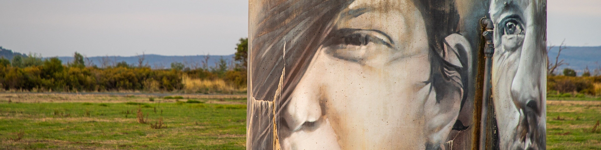 Winton Wetlands which includes a sunset, outdoor art and tranquil scenes