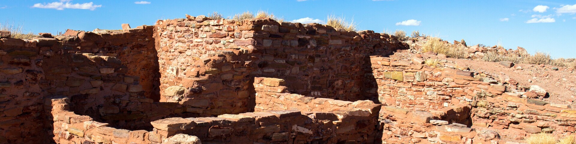 Ruins of an ancient Hopi Native American pueblo in Homolovi State Park near Winslow, Arizona