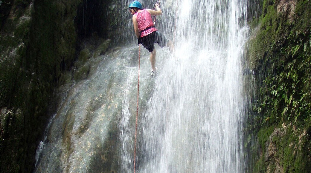 Abseiling down the face of the falls = best day ever.