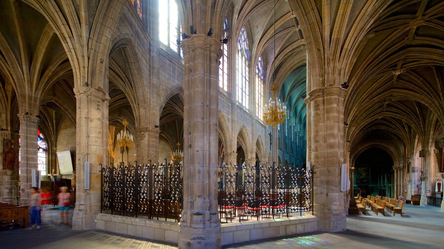 Moulins Cathedral showing a church or cathedral, heritage elements and interior views