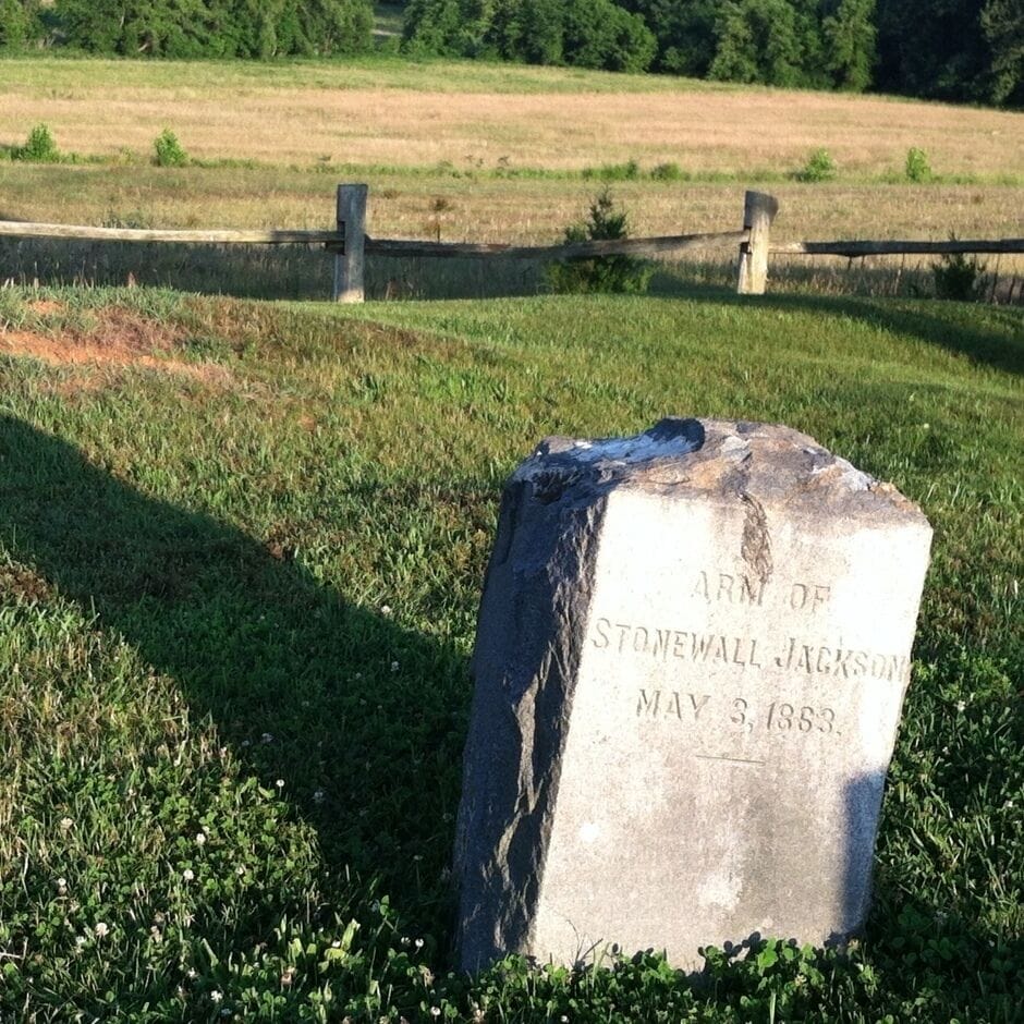 Stonewall Jackson's arm, the only stone in a family cemetery. One of the oddest memorials of the civil war. 