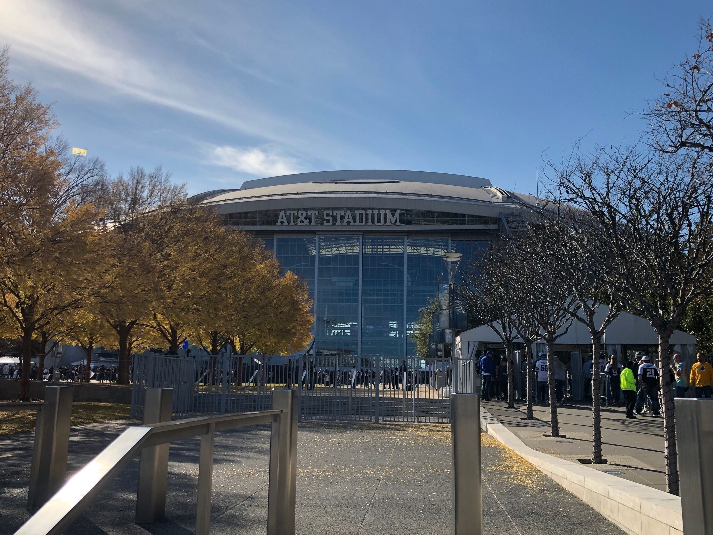 AT&T Stadium is home to the Dallas Cowboys professional American football team. It has a retractable roof and has a capacity of 100,000. (11/2018)