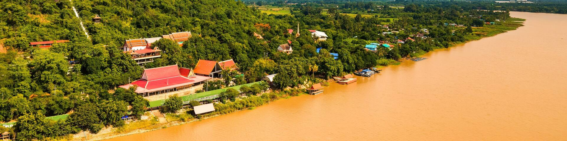 Wat Sing District, Chai Nat. June 04, 2022.. Wat Thamma Mun. Temple Thammamun temple is adjacent to the river on a hill. Have 576 stairs upto the mountain.