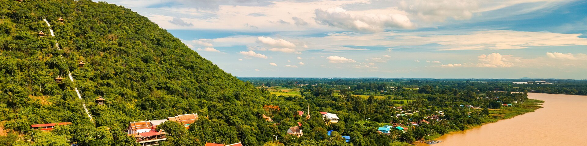 Wat Sing District, Chai Nat. June 04, 2022.. Wat Thamma Mun. Temple Thammamun temple is adjacent to the river on a hill. Have 576 stairs upto the mountain.