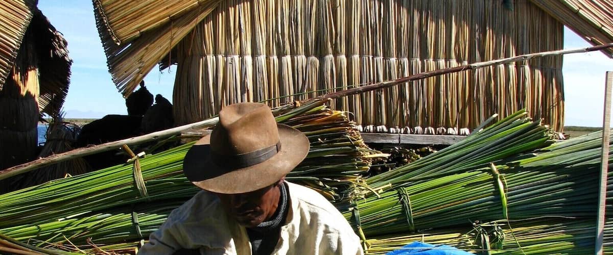 The Uros islands are a group of 70 man-made totora reed islands floating on Peru’s Lake Titicaca. Its inhabitants, the Uros tribe, pre-date Incan civilization and continue to hunt and fish the plentiful land and waters they occupy. Everything from the houses to the children's toys are made from totora reed.