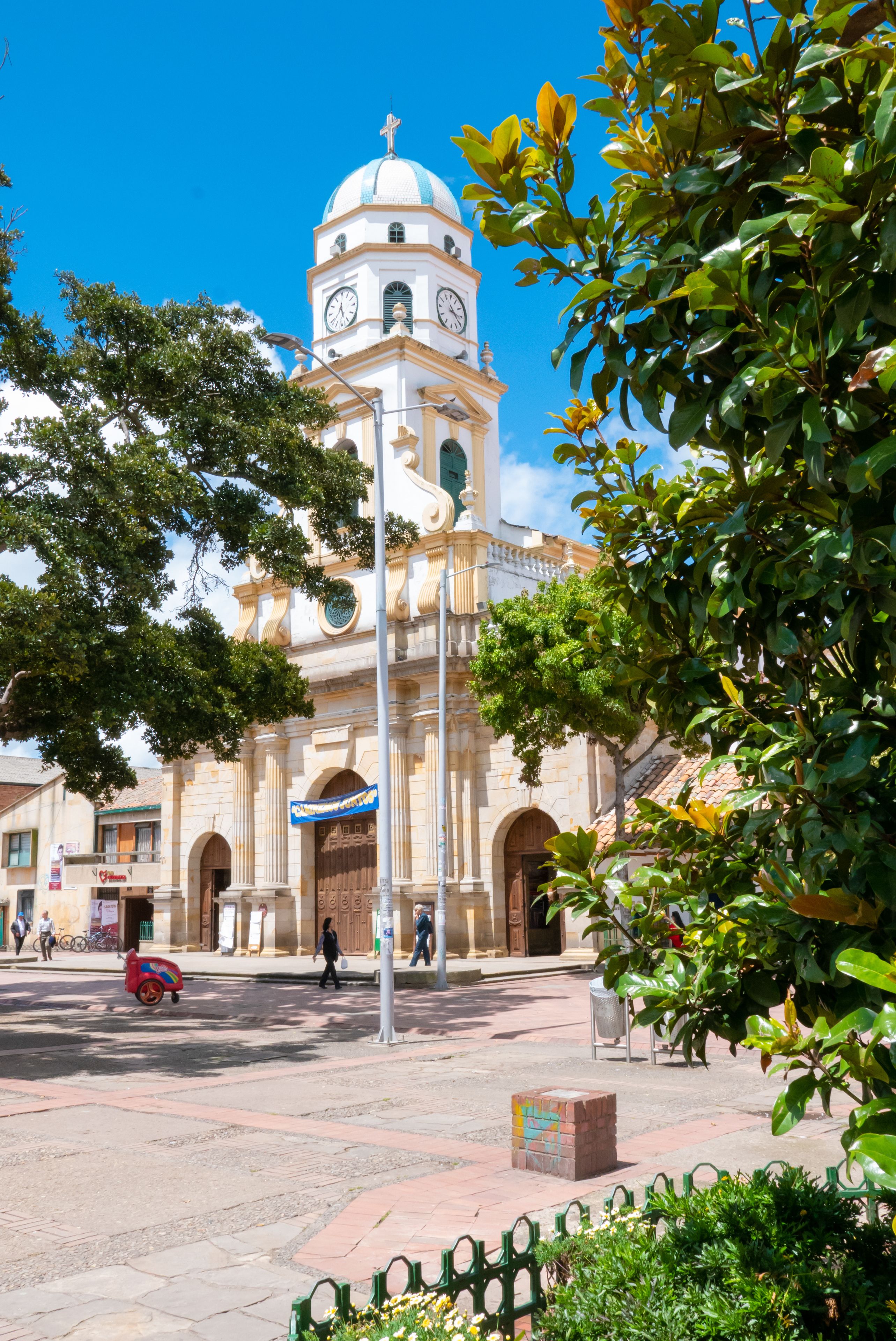 Colombia Chia Santander park and Saint Lucia church