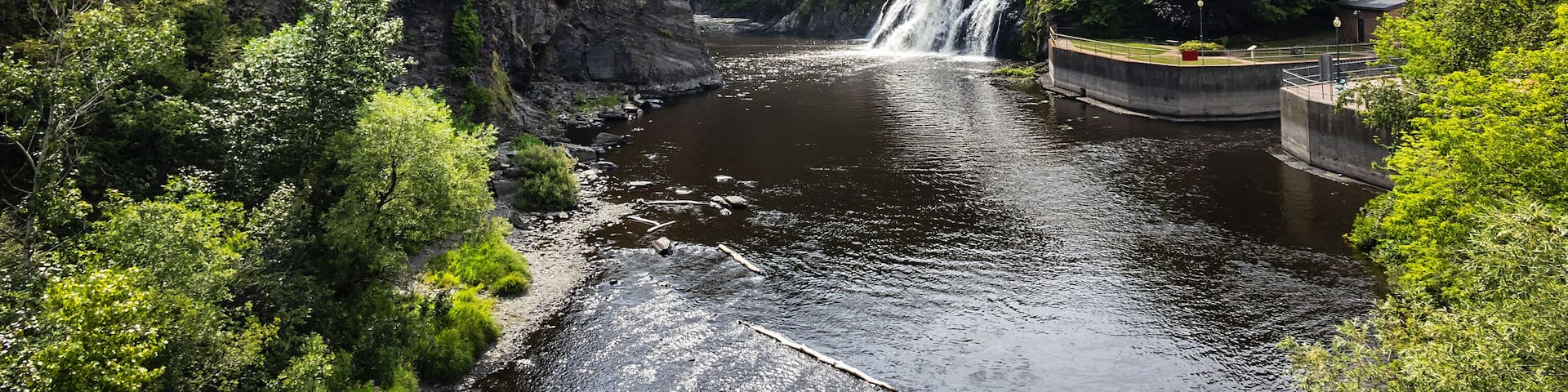 Waterfall in Parc des Chutes (Falls Park) in Village Riviere-du-Loup (200 kilometers east of Quebec City). Quebec province, Canada.