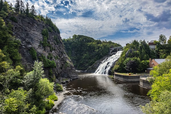 Waterfall in Parc des Chutes (Falls Park) in Village Riviere-du-Loup (200 kilometers east of Quebec City). Quebec province, Canada.