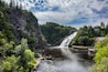 Waterfall in Parc des Chutes (Falls Park) in Village Riviere-du-Loup (200 kilometers east of Quebec City). Quebec province, Canada.