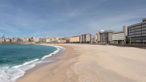 Panoramic view of Orzan beach in La Coruna, Spain
