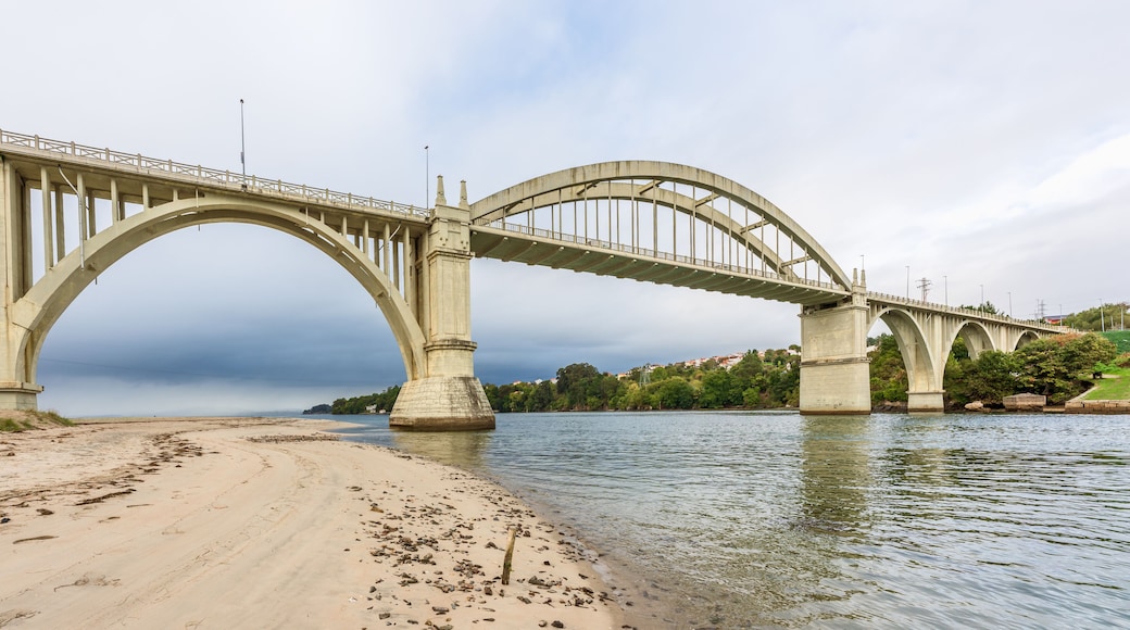 Ponte do Pedrido built between 1939-1942 links Bergondo and Paderne municipalities over the Betanzos estuary in Galicia Spain