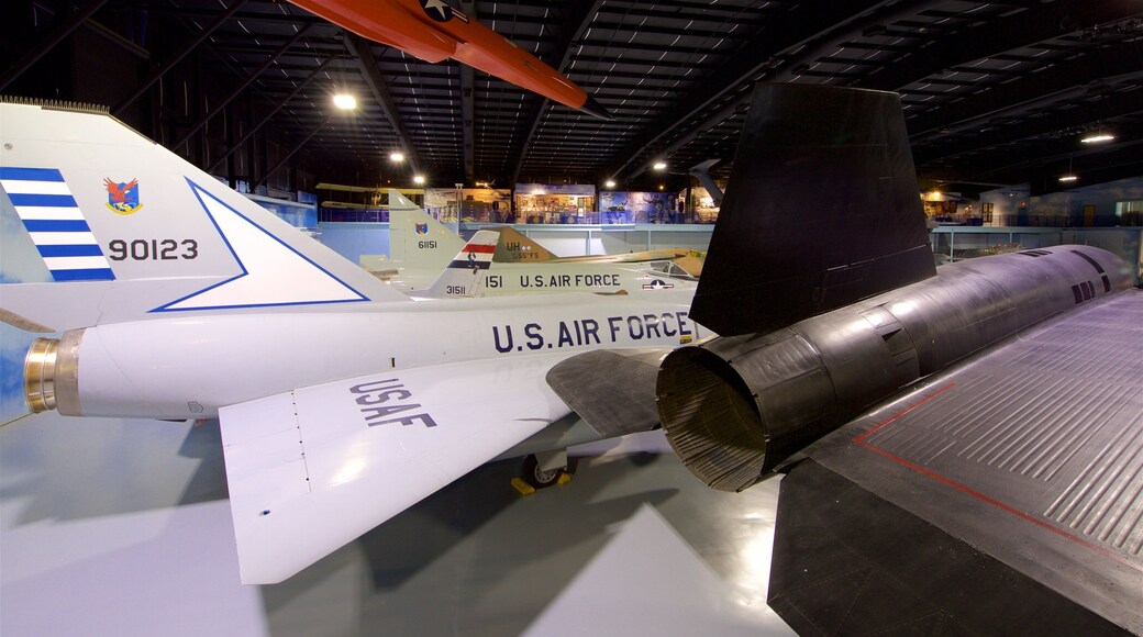 Warner Robins Museum of Aviation which includes interior views, military items and heritage elements