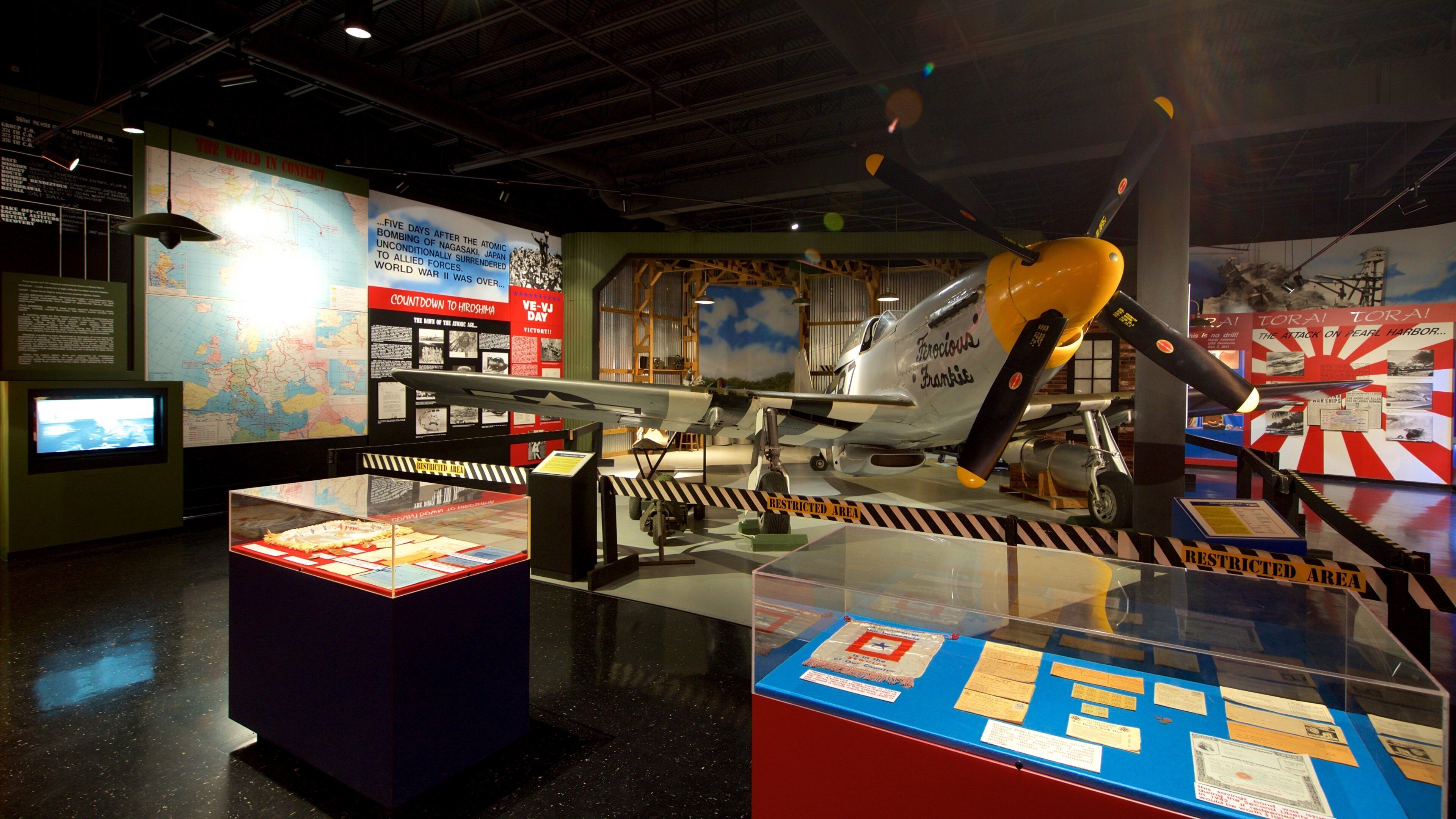 Warner Robins Museum of Aviation featuring heritage elements, interior views and military items
