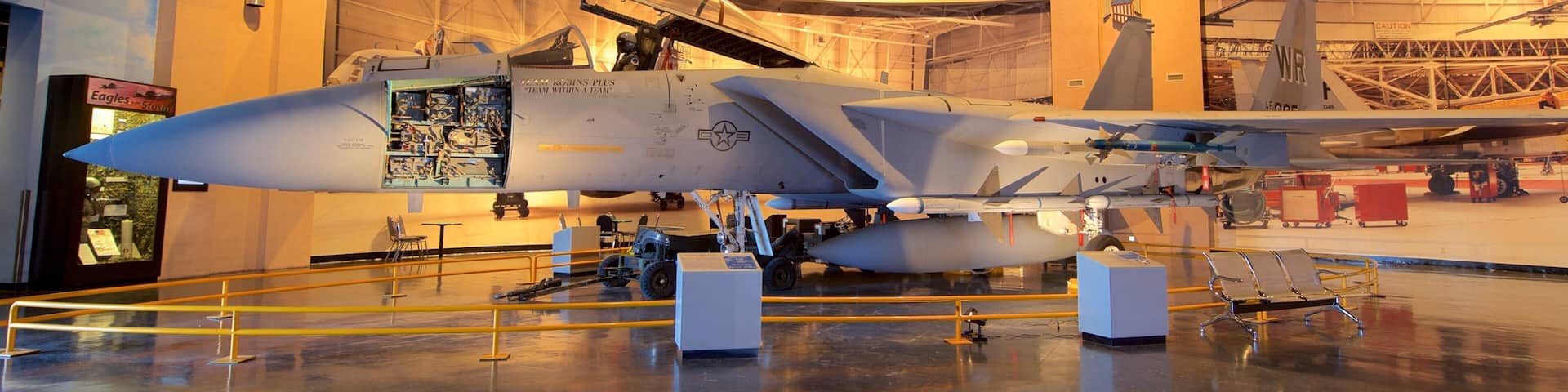 Warner Robins Museum of Aviation which includes heritage elements, military items and interior views