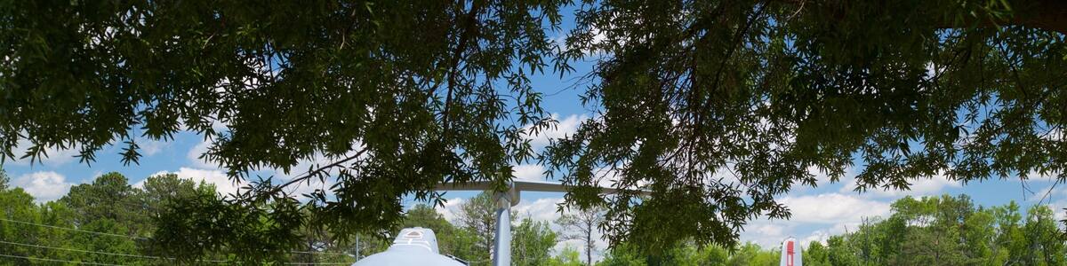 Warner Robins Museum of Aviation showing a garden, heritage elements and military items