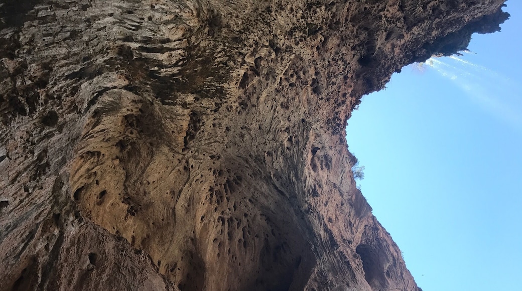 Didn't know what to expect going into this hike, seemed like a normal descent through Arizona landscape. I gasped as I rounded a turn at the bottom and gazed up at the breathtaking scene before me. Rugged beauty surrounded by travertine with the added elegance of the water that drops and flows through the area. Worth the hike, and the heat.