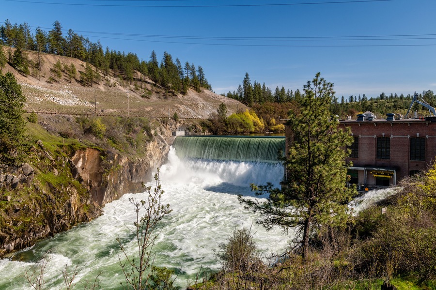 Nine Mile Falls Dam on the Spokane River, Nine Mile Falls, Washington.