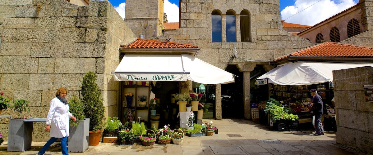 Mercado de Abastos de Santiago which includes heritage architecture, markets and street scenes