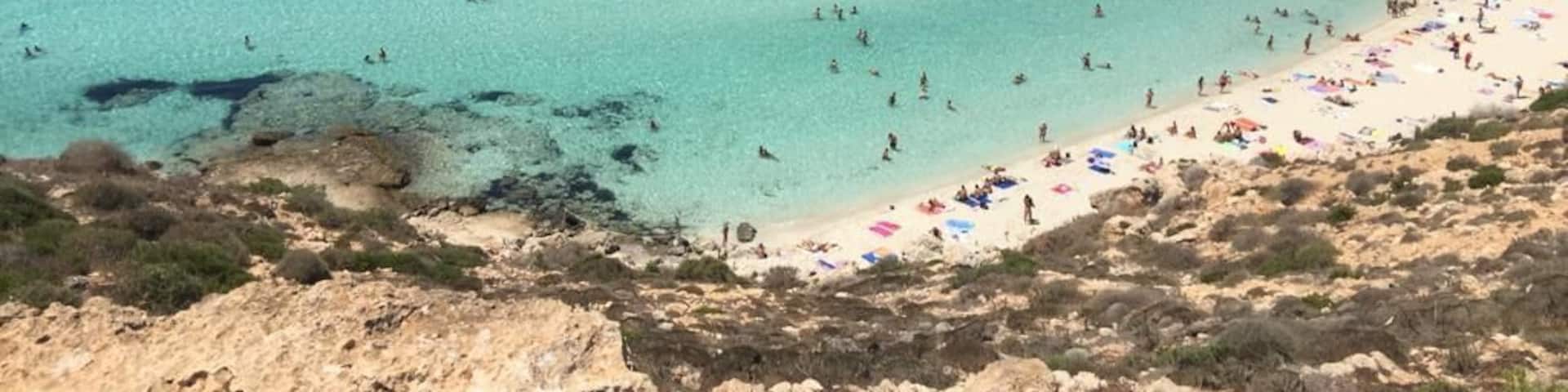 The range of blue color in the sea and its contrast with the colors of the land it's unbelievable when you spot it from the top of the hill. An imotion I will never forget