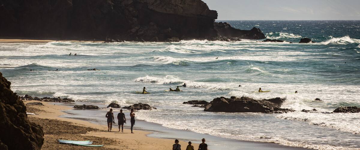 Playa del Viejo Rey Coastal Cliffs and Sand Beach in La Pared Fuerteventura Spain