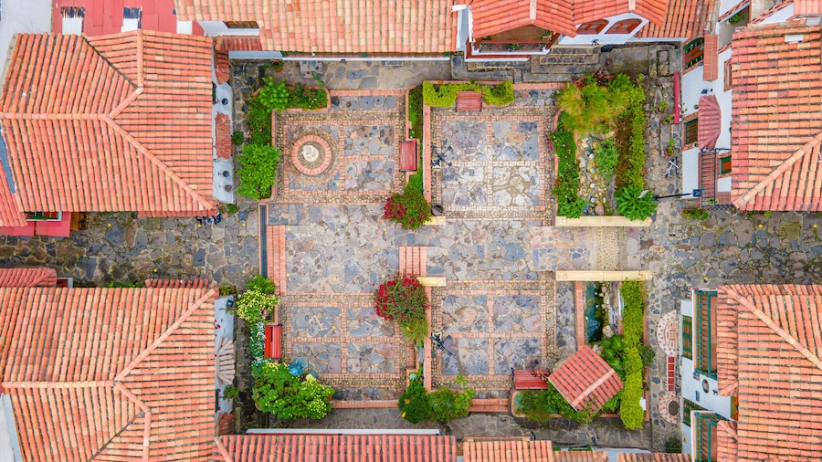 Aerial View of Little Town Boyacense, Duitama, Boyacá, Colombia - Colonial Architecture and Traditional Charm