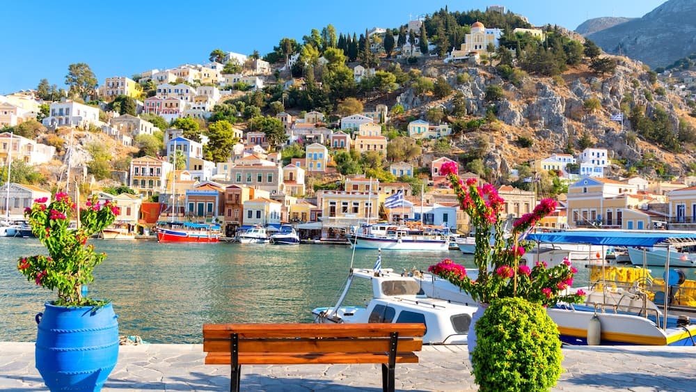 typical greek landscape in Symi island, Dodecanese, Greece