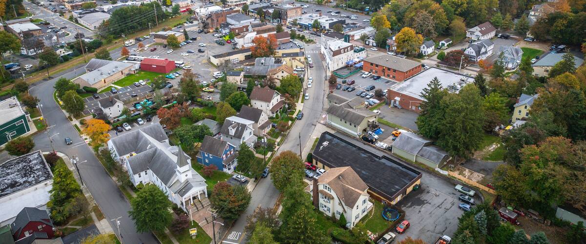 Aerial Autumn Sunset in Closter New Jersey