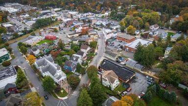 Aerial Autumn Sunset in Closter New Jersey