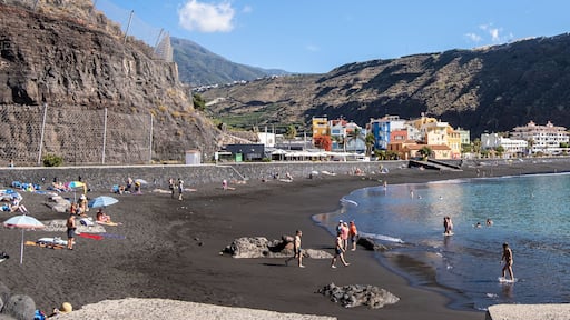 Panoramic view of Tazacorte beach with black sand on La Palma, Canary island,Spain.