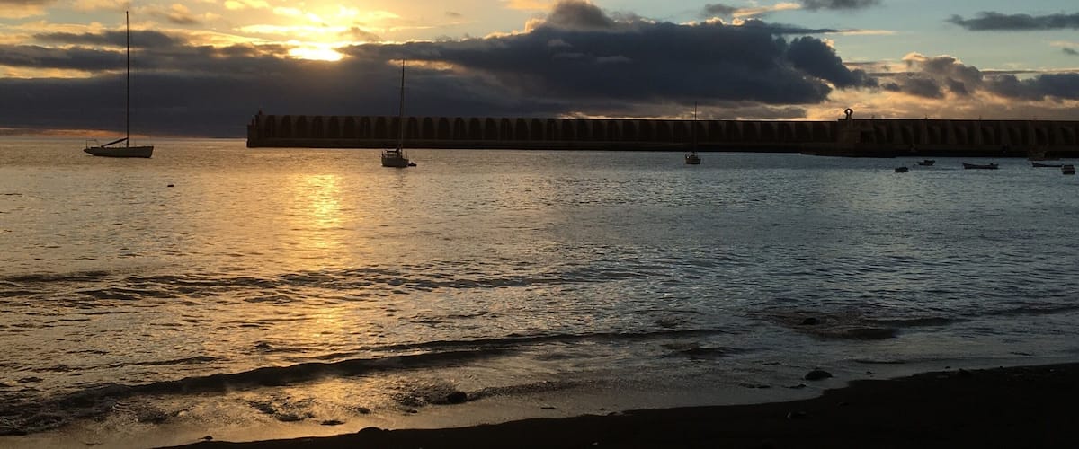Beach at sunset.