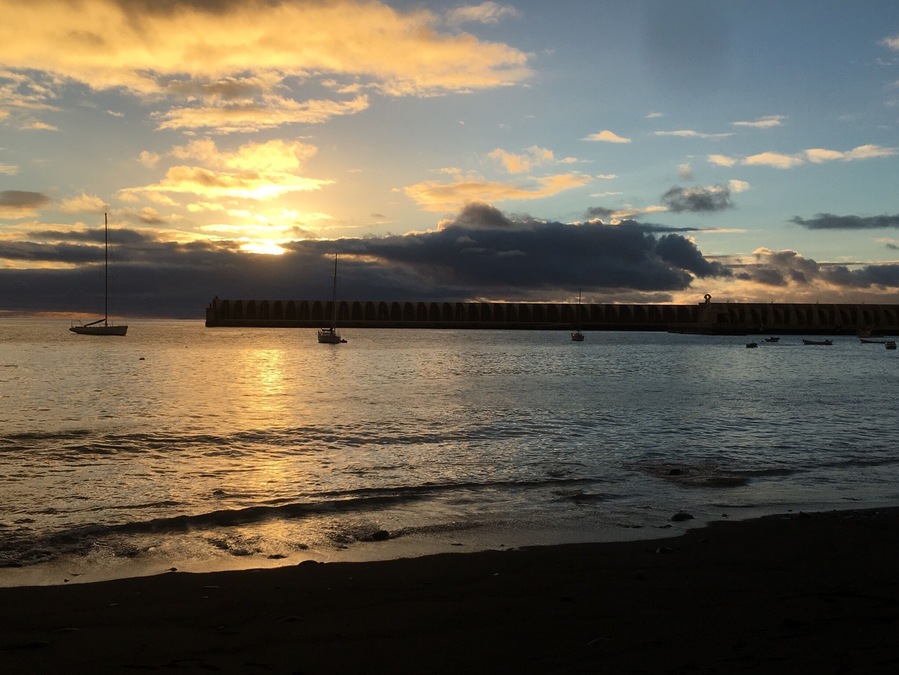 Beach at sunset.
