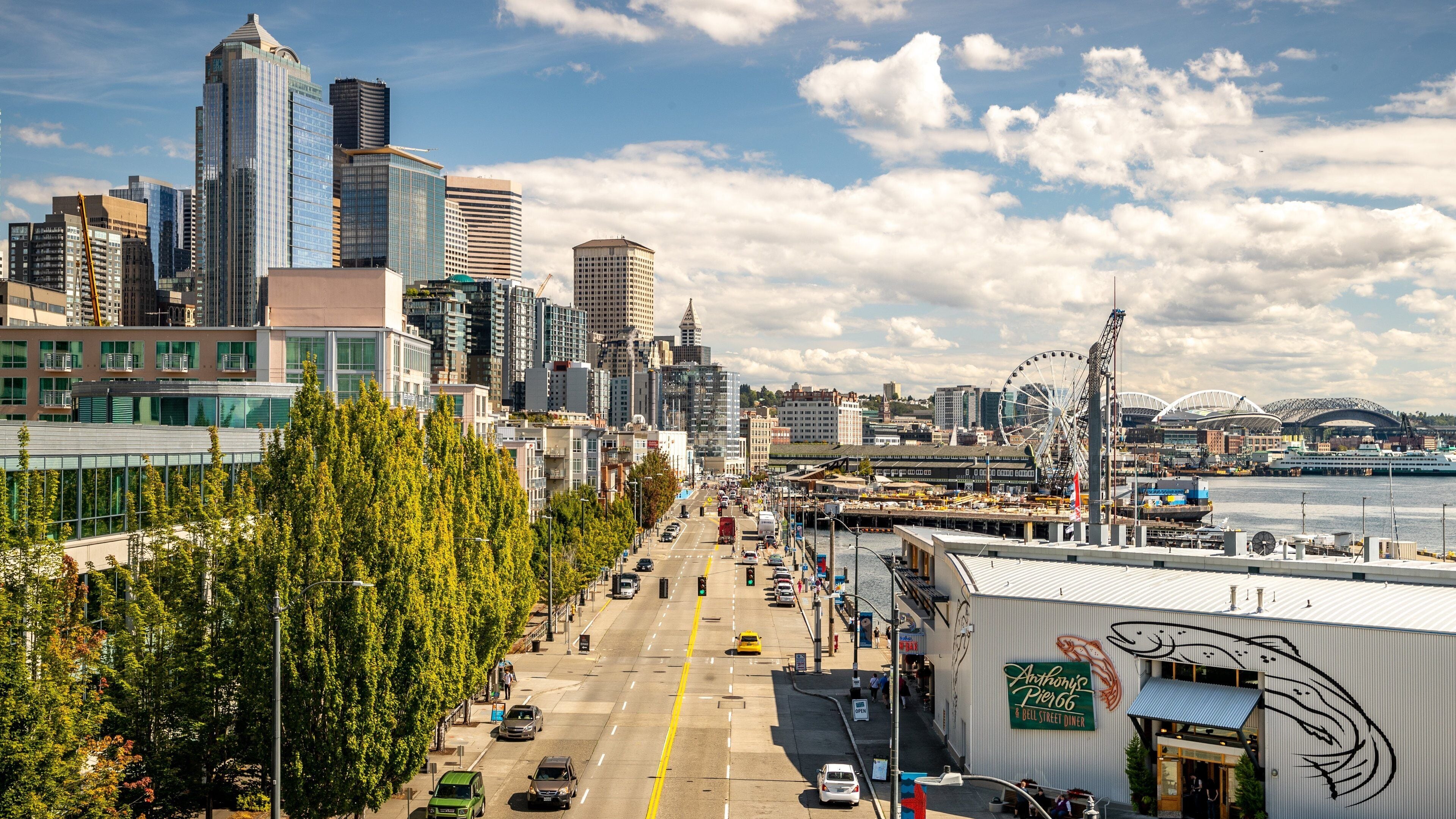 Belltown featuring a bay or harbor, landscape views and a city