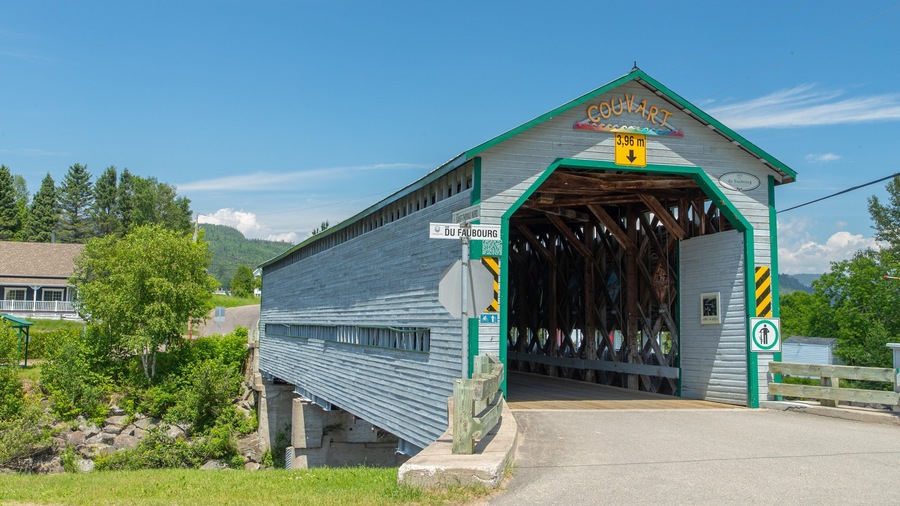 L\'Anse-Saint-Jean featuring a bridge and signage