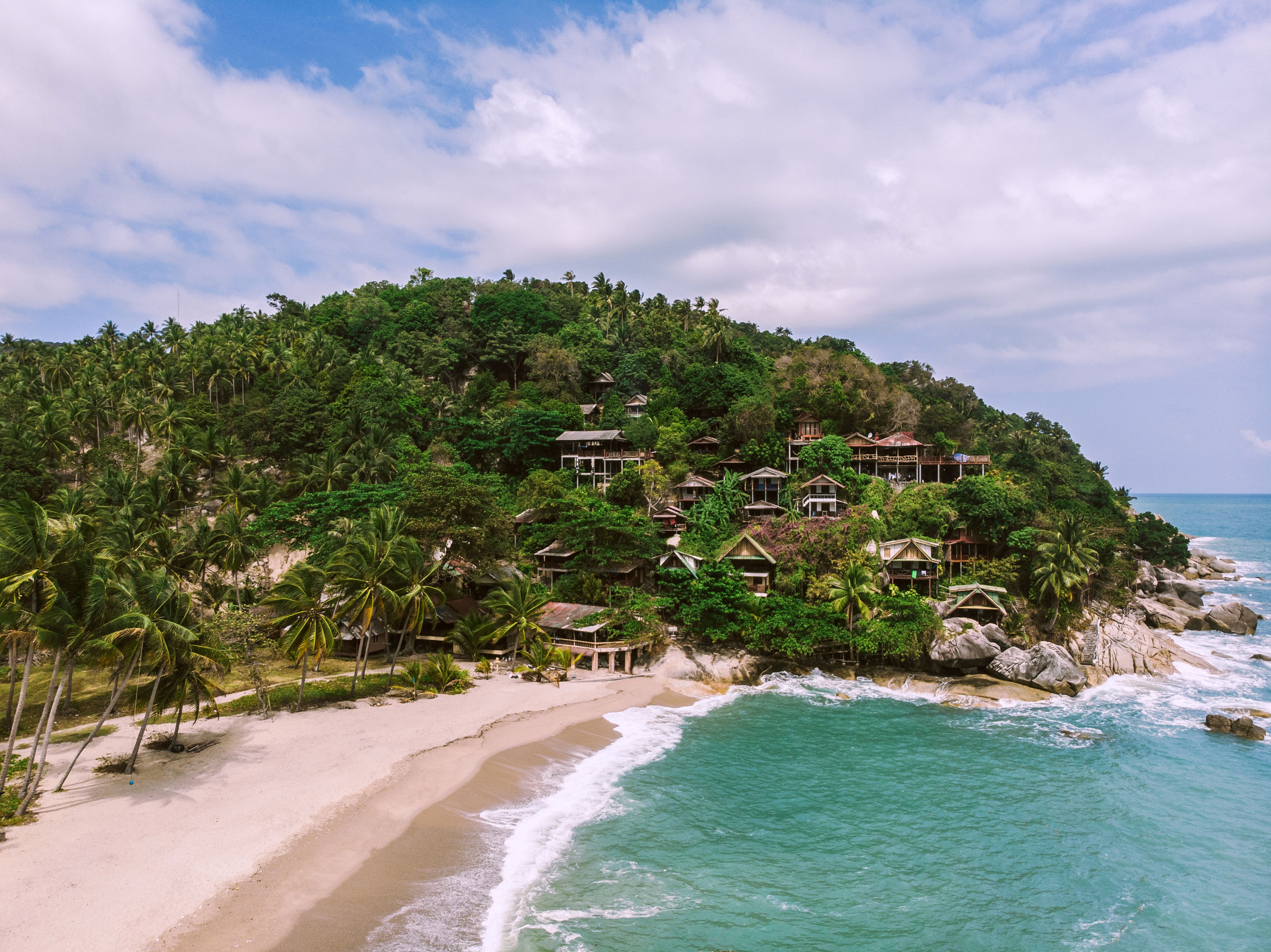 Beach in Thailand top view. Thailand koh phangan, Haad Than Sadet Beach