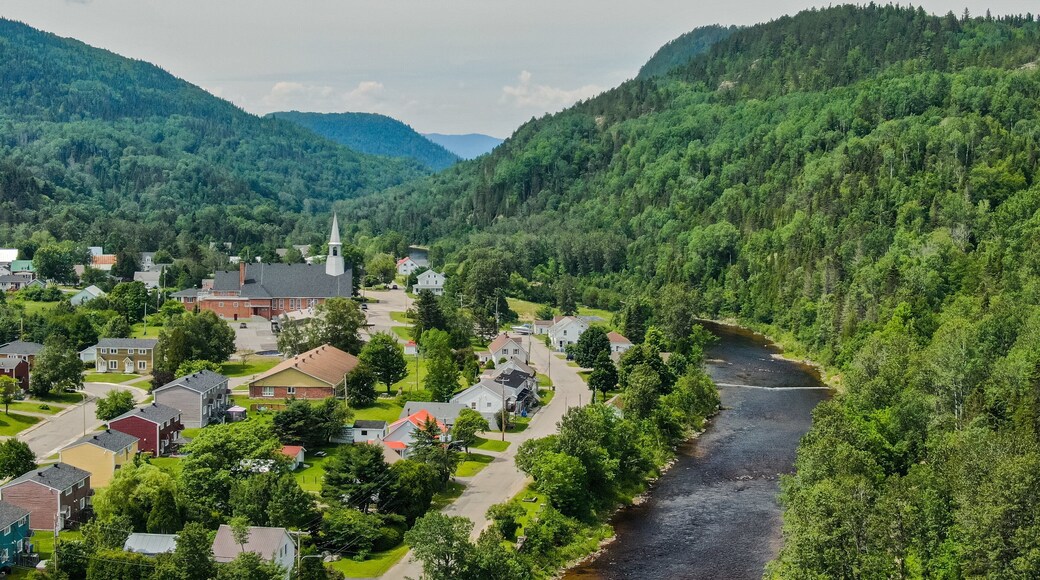 Petit-Saguenay featuring landscape views, a small town or village and a river or creek