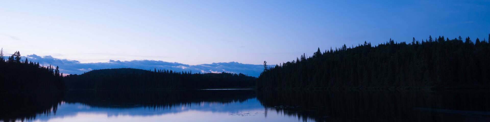 Amazing sunset scene in the wilderness of Portneuf, Quebec, Canada
