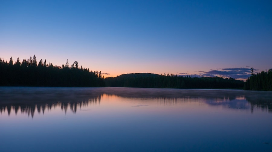 Amazing sunset scene in the wilderness of Portneuf, Quebec, Canada