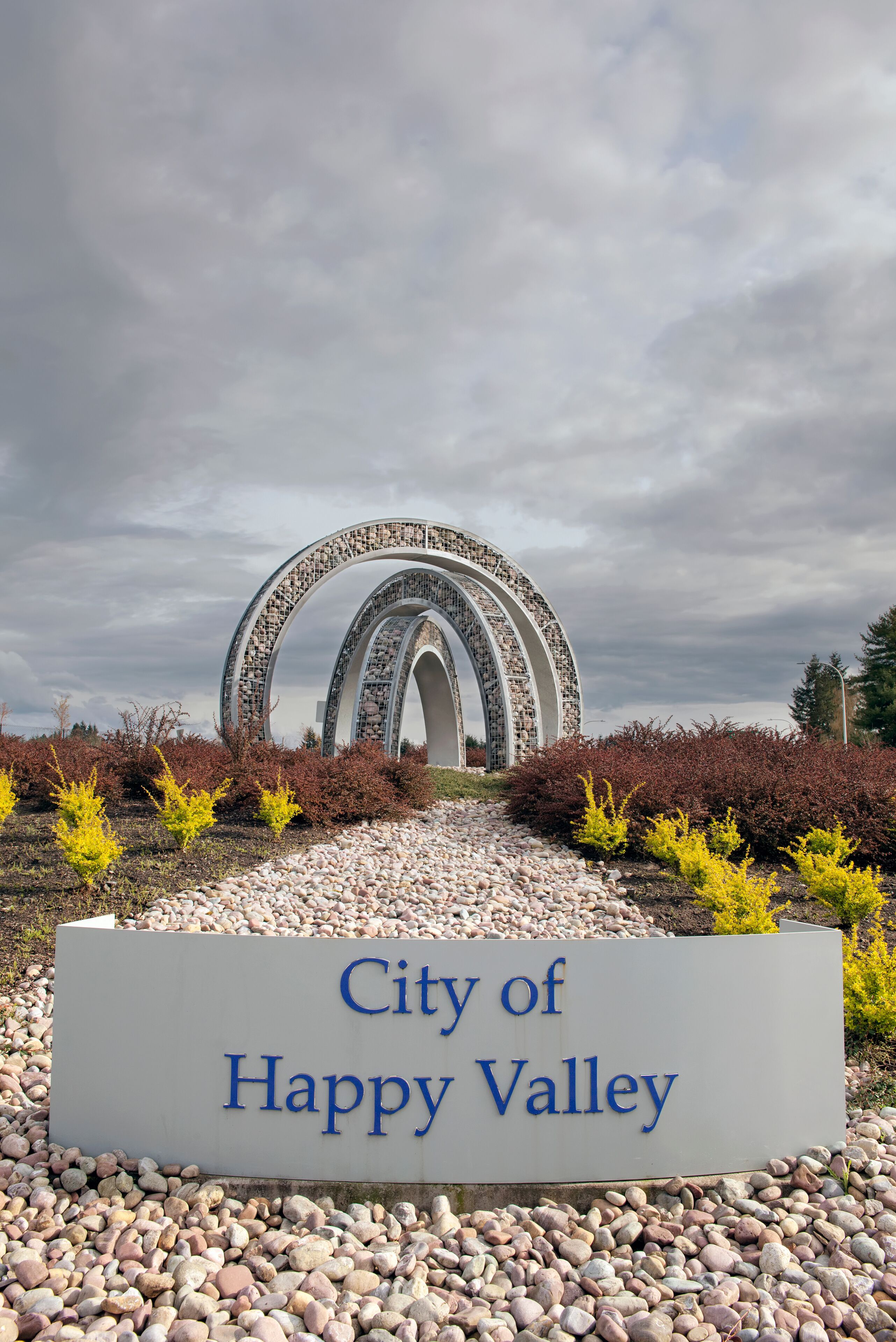 City of Happy Valley Sign and Art Sculpture