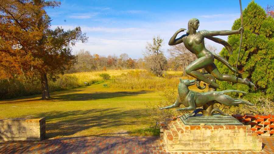 Brookgreen Gardens featuring landscape views, a park and autumn leaves