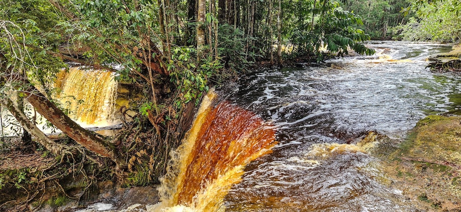 Macaws waterfall in Presidente Figueiredo near Manaus in the amazon region in Brazil