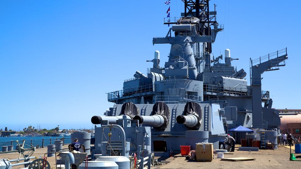 Explore the USS Iowa Museum at San Pedro in California with its historic battleship exhibits and waterfront views