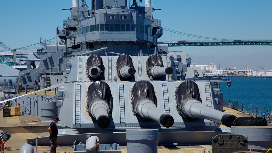 Visit the Battleship USS Iowa Museum in San Pedro, California, to explore naval history and artillery displays