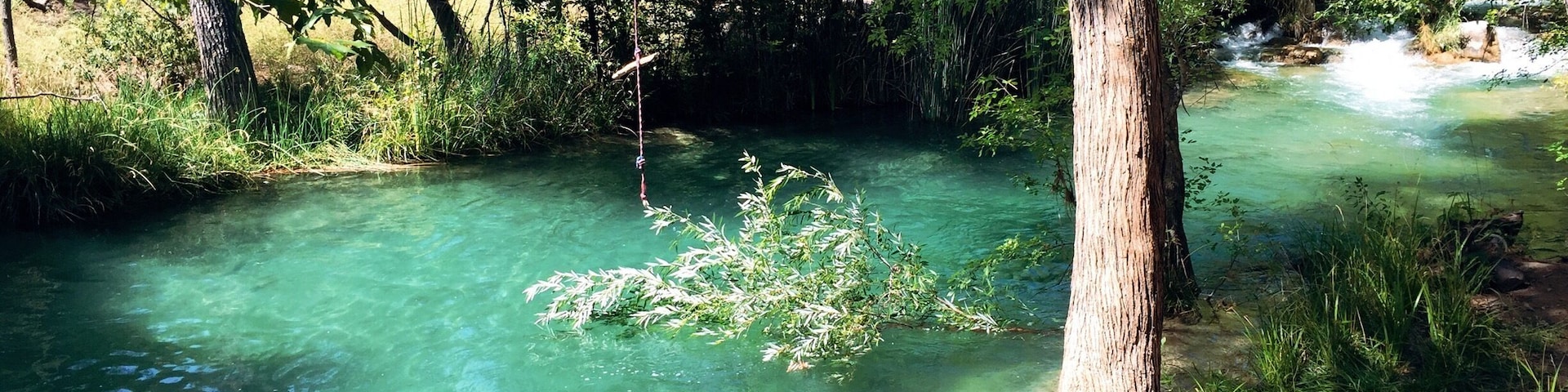 Little pool with rope swing along the creek